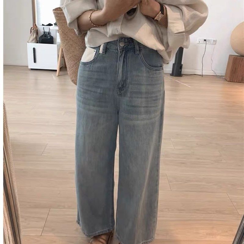 大碗plus定制大码女装微胖mm浅蓝色复古阔腿牛仔夏宽松显瘦九分裤,淘宝优惠券,粉丝福利购,淘宝优惠卷