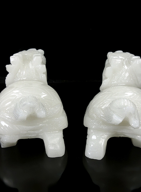 天然白玉龙龟摆件石雕龙龟玉石玄武九龙子客厅办公室玄关家居装饰