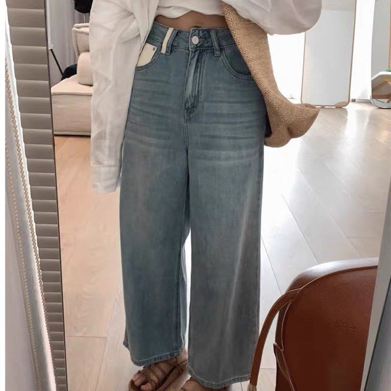 大碗plus定制大码女装微胖mm浅蓝色复古阔腿牛仔夏宽松显瘦九分裤,淘宝优惠券,粉丝福利购,淘宝优惠卷