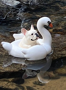 陶瓷小众天鹅法斗摆件卡通创意手工桌面可爱治愈家居陶艺装饰客厅