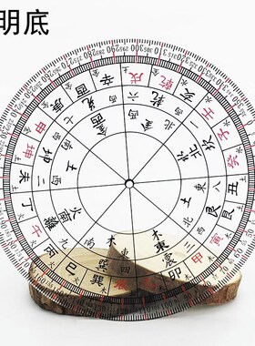 简易八卦二十四山立极尺24山透明罗盘绘图尺测量户型定位仪立极规