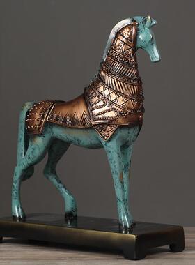 新中式仿青铜战马摆件家居墅酒吧所吧台样KLT会板间别软装饰品摆