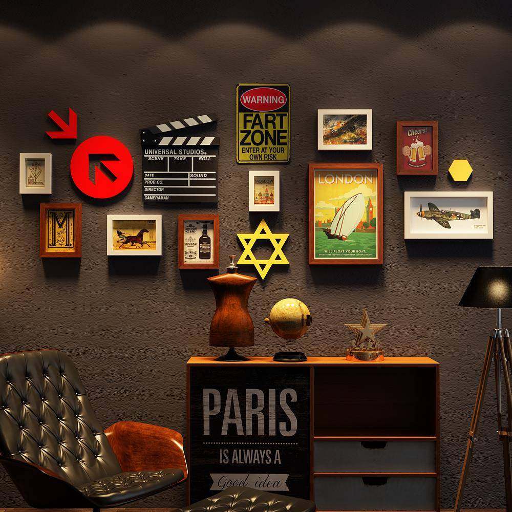 高分子_2工261业风照相片墙麋鹿头组2261合相框商餐用馆装饰画换,淘宝优惠券,粉丝福利购,淘宝优惠卷