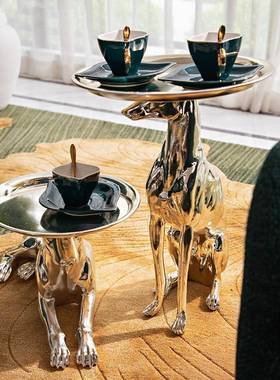 匠三十创发意大型落边地狗YB-ML873角几摆件现代客厅沙茶几几软装