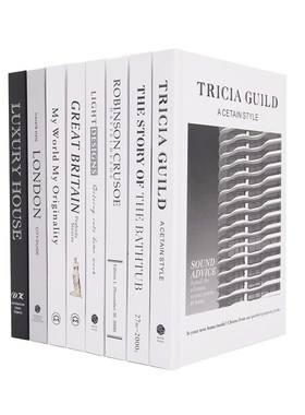 样板房装饰书 英文仿真书道具书 黑白灰简约现代家居酒店书柜摆件