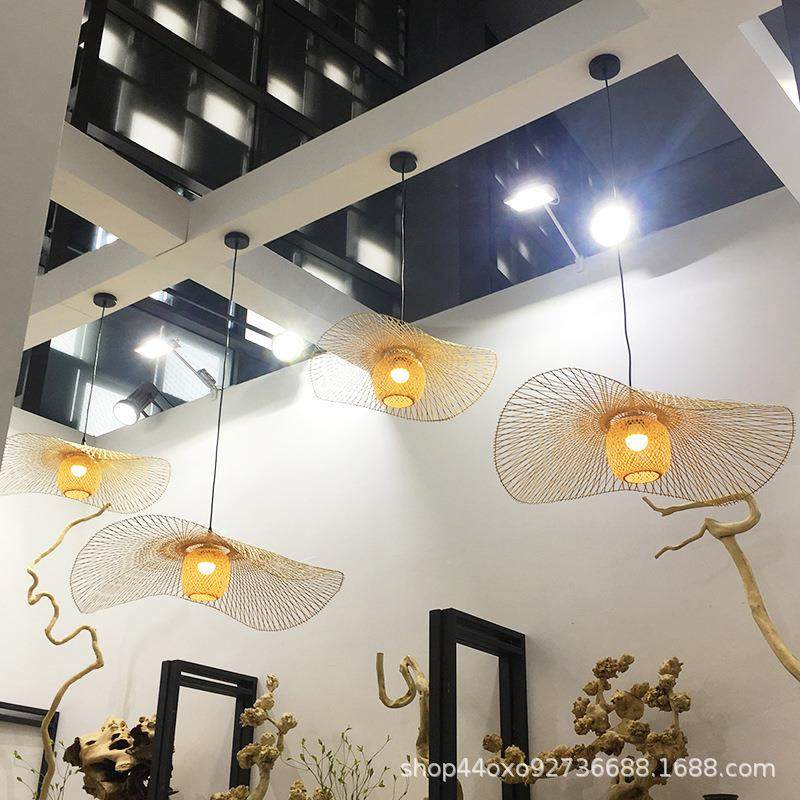 式餐厅草竹159中编吊灯茶大厅藤编帽吊室灯饭店复古藤艺斗笠茅草,淘宝优惠券,粉丝福利购,淘宝优惠卷