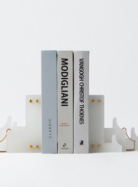 新中式建筑书挡摆件书靠创意书立摆设办公样板房书房书柜软装饰品