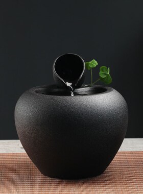 新中式陶瓷流水摆件循环水办公室桌面茶几水景喷泉乔迁开业礼品