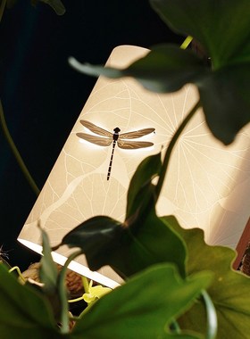 马鹿蜻蜓氛围灯卧室床头柜装饰品摆件小夜灯新中式睡眠灯实木极简