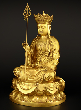 纯铜地藏王菩佛像九华山地藏菩萨像供奉家用娑婆三圣铜像摆件大号