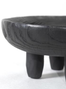 现代侘寂术树ZSA脂仿艺炭化木纹果盘装饰术桌面摆楼件样板间艺售