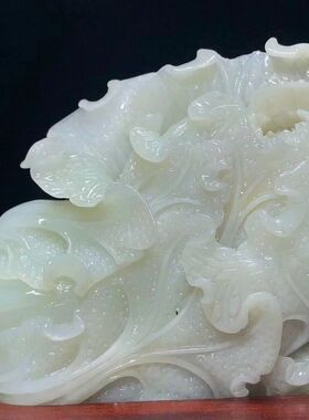 清代精品和田玉玉雕白菜摆件精致立体雕刻选料上乘玉质通透白润