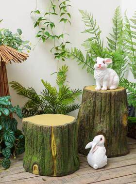 真装木桩玻璃钢苔藓树具SZYPMD桩圆木墩婚庆路引仿木桩软道绿植景