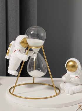 宇航员太空人笔托摆件书档计时间沙漏笔架创意书靠书房办公室摆设