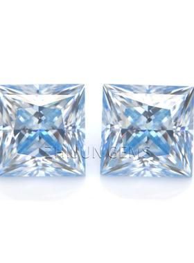 异主形公方蓝色冰莫桑石正方直角蓝色公主方莫镀色莫桑石戒面裸直