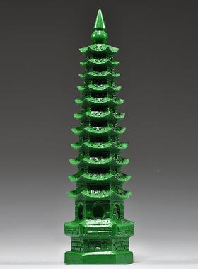 客绿色木质LDS01106文雕刻11层昌塔摆件9文层13层昌塔厅书桌装饰
