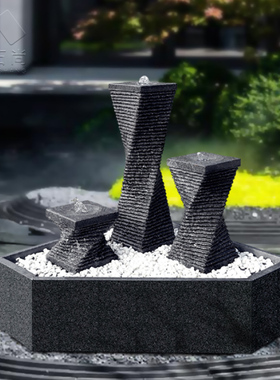 流水摆件天然石材户外喷泉简约新中式水系水景循环水装饰花园庭院