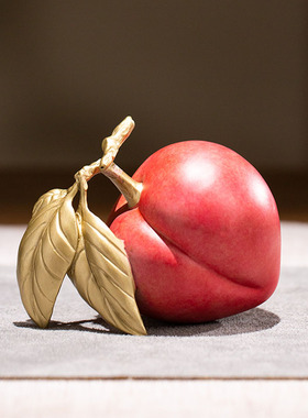 朱炳仁铜 喜乐桃桃摆件书桌办公桌装饰铜雕桃子工艺品创意礼品