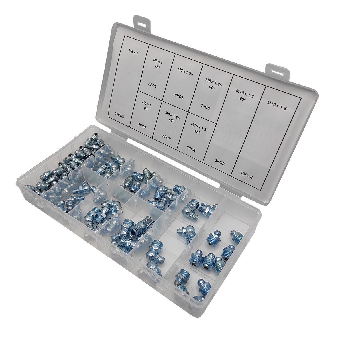 110PC黄油嘴公制套装黄油咀注油直咀弯嘴m6m8m10挖掘机接头 - 图2