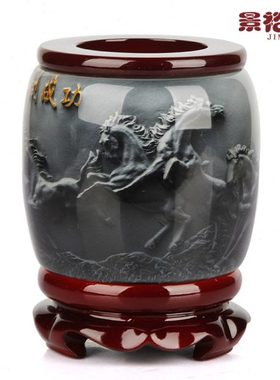 景裕泰马到成功创意办公桌笔筒文房四宝书房书桌摆件教师节礼品