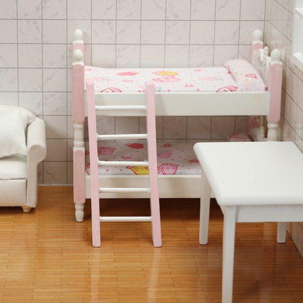 1：12娃娃屋迷你家具卧室儿童双层床微缩OB11过家家卡通创意模型,淘宝优惠券,粉丝福利购,淘宝优惠卷