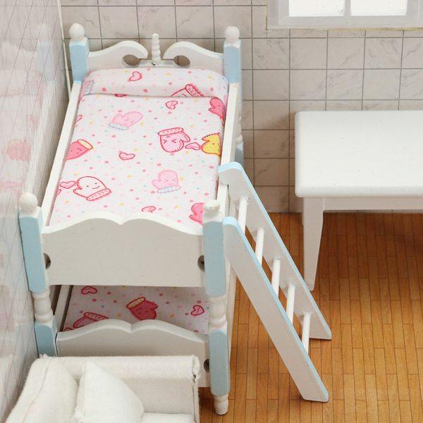 1：12娃娃屋迷你家具卧室儿童双层床微缩OB11过家家卡通创意模型,淘宝优惠券,粉丝福利购,淘宝优惠卷