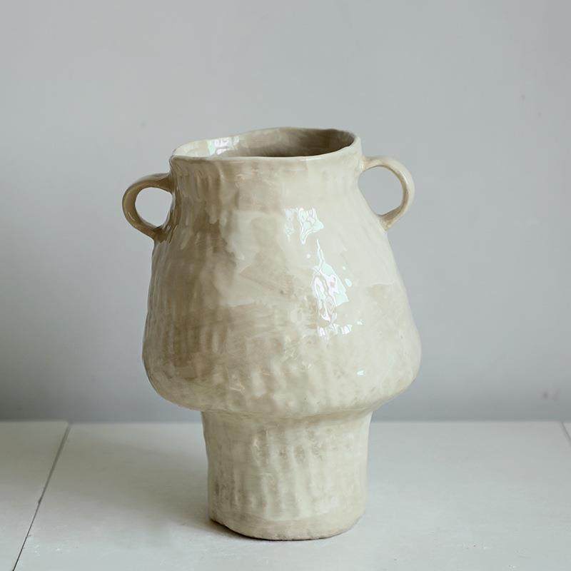 复古法式奶油风水陶北瓷花瓶客欧手工干花装饰OKI品培干花花器厅,淘宝优惠券,粉丝福利购,淘宝优惠卷