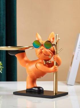 斗牛狗犬收纳摆托件玄关门口钥匙XY555L盘糖果盘性北欧风格个家居