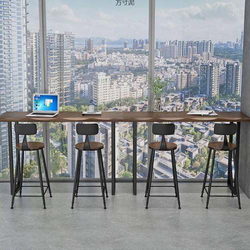 实吧长店台桌椅靠墙木见详情条桌家用高脚桌商用靠窗酒吧桌奶茶桌 - 图0