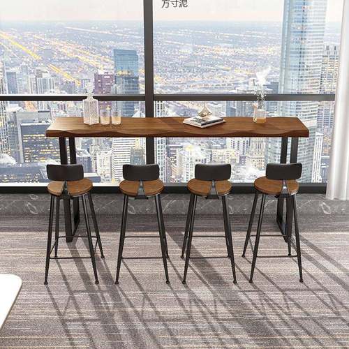 实吧长店台桌椅靠墙木见详情条桌家用高脚桌商用靠窗酒吧桌奶茶桌 - 图1