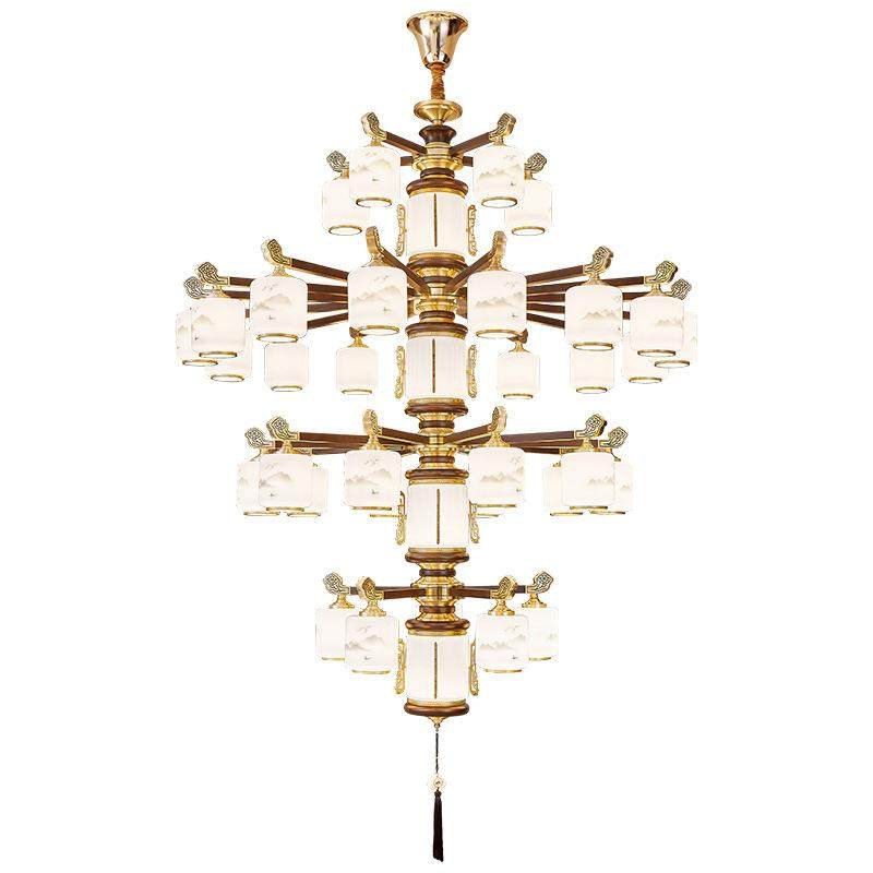 新中式304全大实木复式铜楼灯中国风吊别墅自建房客厅中空挑高大,淘宝优惠券,粉丝福利购,淘宝优惠卷