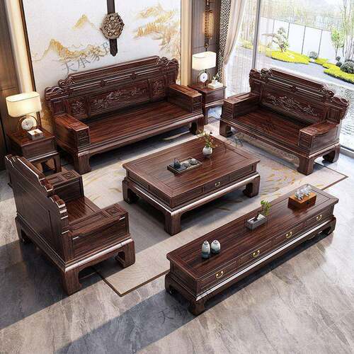 新中典发式乌金木古实木沙组合夏两用冬仿古高端别墅大小MRY户型 - 图2