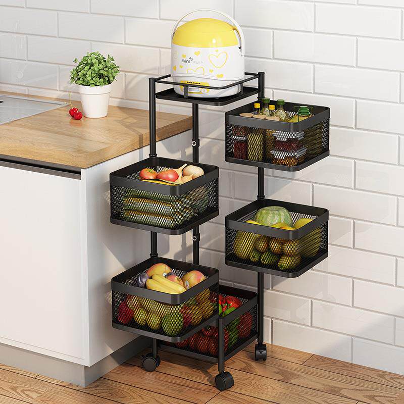 厨物房旋转置多功能落地果蔬篮多层家架用纳架收带轮可移20230912 - 图1