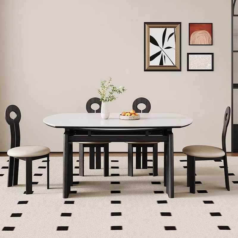 复古风法式实木餐桌设计师款轻奢高端岩板饭桌现代简约款餐桌家用,淘宝优惠券,粉丝福利购,淘宝优惠卷