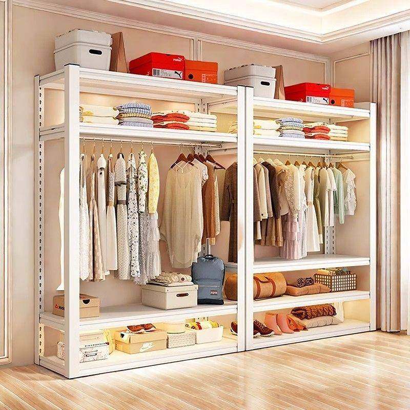 钢制衣帽架家用置物架衣物收纳架子落地多层加厚衣橱角钢服装货架,淘宝优惠券,粉丝福利购,淘宝优惠卷