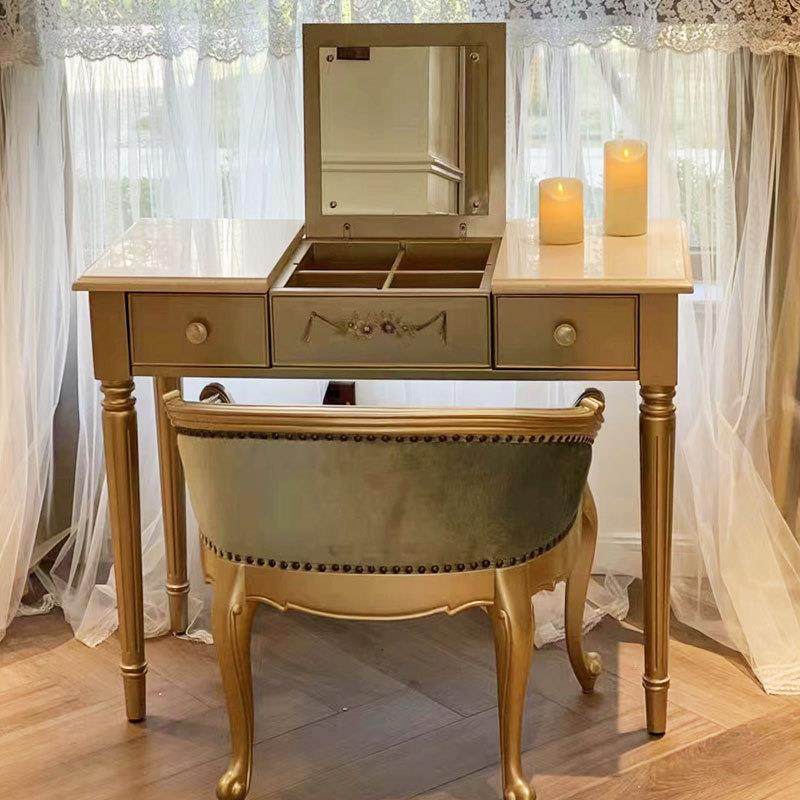 美式art实木梳妆台维也纳大理石简约轻奢香槟色实木雕刻翻盖妆桌,淘宝优惠券,粉丝福利购,淘宝优惠卷