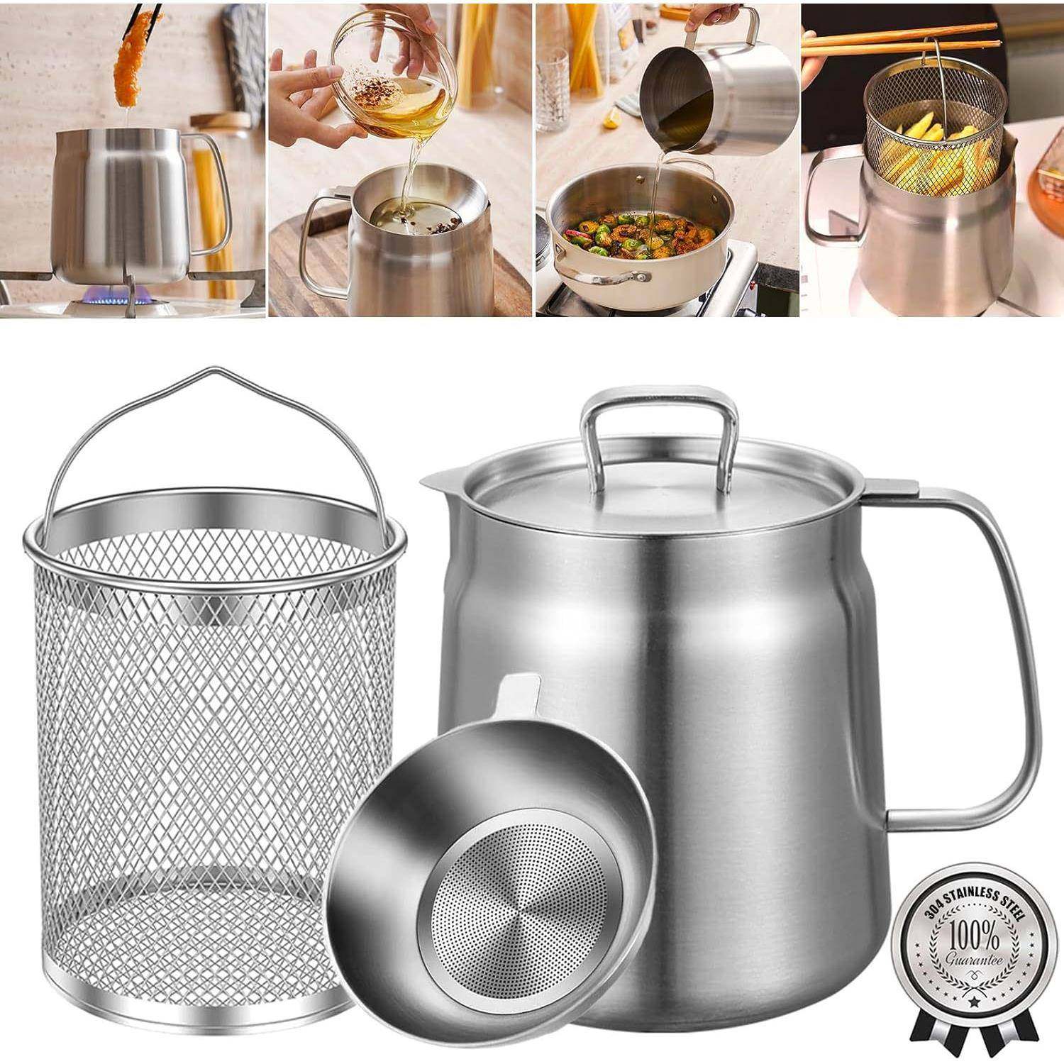 304不锈钢油壶家用带过滤网滤油神器厨房大容量猪油罐迷你油炸锅,淘宝优惠券,粉丝福利购,淘宝优惠卷