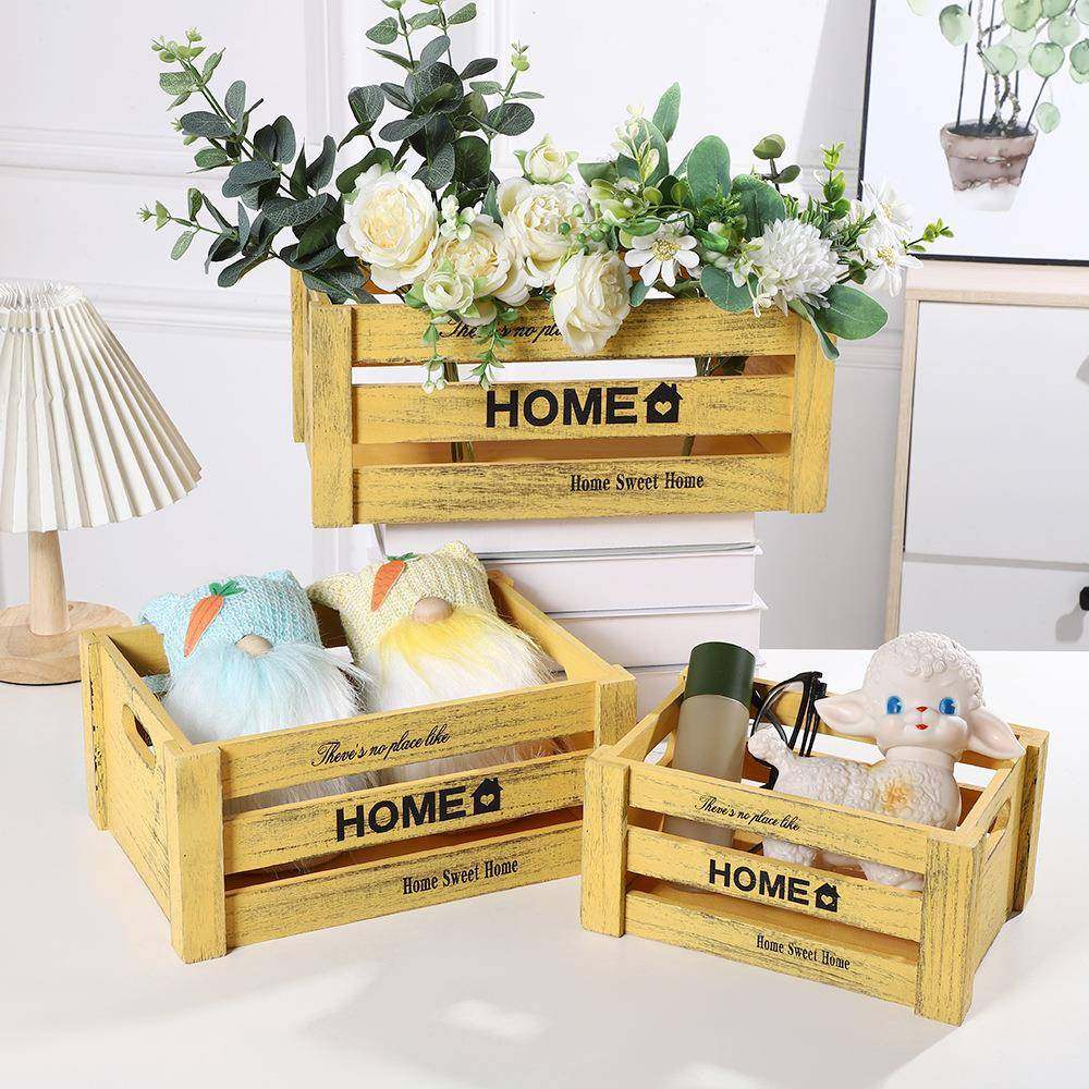 现货木制整理收纳筐超市水果陈列筐做旧装饰箱木质杂物储物箱,淘宝优惠券,粉丝福利购,淘宝优惠卷