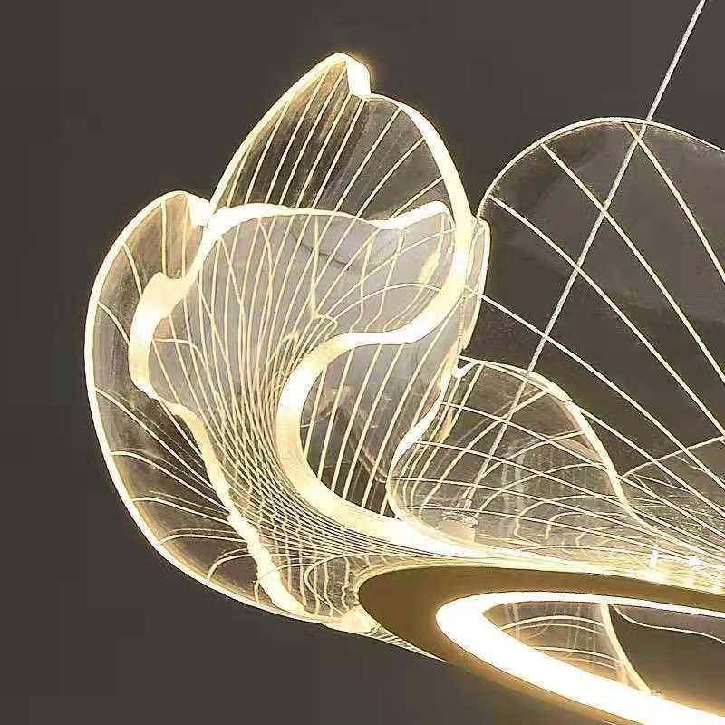 新款简约设计师客餐厅卧室茶室透明亚克力吊灯铁艺圆环花瓣灯具,淘宝优惠券,粉丝福利购,淘宝优惠卷