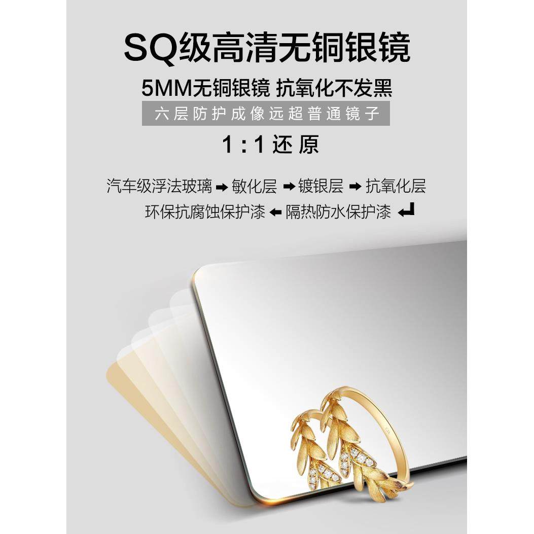 BOLEN方形浴室镜子壁挂卫生间复古风美式做旧欧式白色边框LED化妆,淘宝优惠券,粉丝福利购,淘宝优惠卷