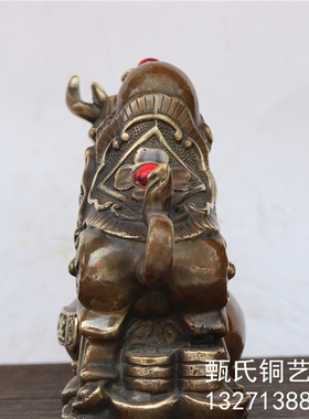 新品财源广进红宝牛铜雕像招财牛黄铜家居桌面摆件聚宝盆招财礼品