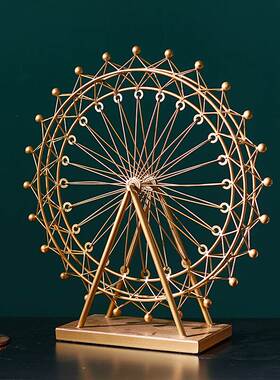 欧式家居客厅摆件复古铁艺摩天轮玄关创意个性摆设模型礼物装饰品