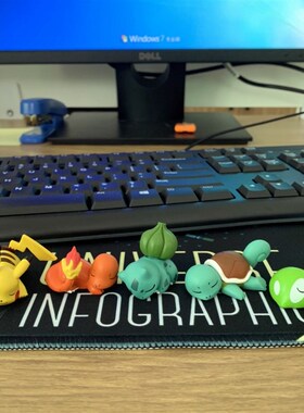 台式电脑装饰趴趴摆件显示器口袋妖怪车载中控屏幕公仔桌面小饰品