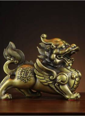 黄铜貅福字貔貅用店铺黄招铜貔貅摆件铜飞天皮丘一对貔NDL家福貔