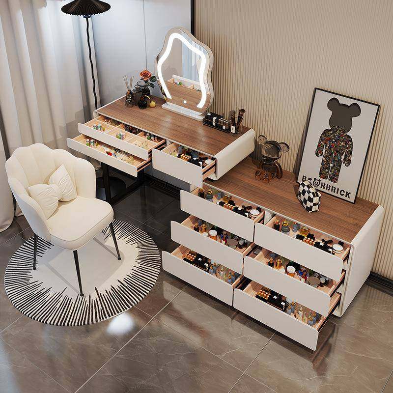 奶油风智能梳妆台卧室简约现代六斗柜全实木岩板化妆桌一体升级款,淘宝优惠券,粉丝福利购,淘宝优惠卷