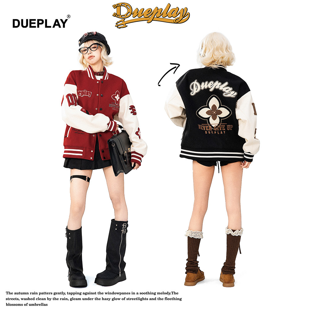 【明星郑恺品牌】DUEPLAY 夹克棒球服美式刺绣宽松休闲时尚外套,淘宝优惠券,粉丝福利购,淘宝优惠卷