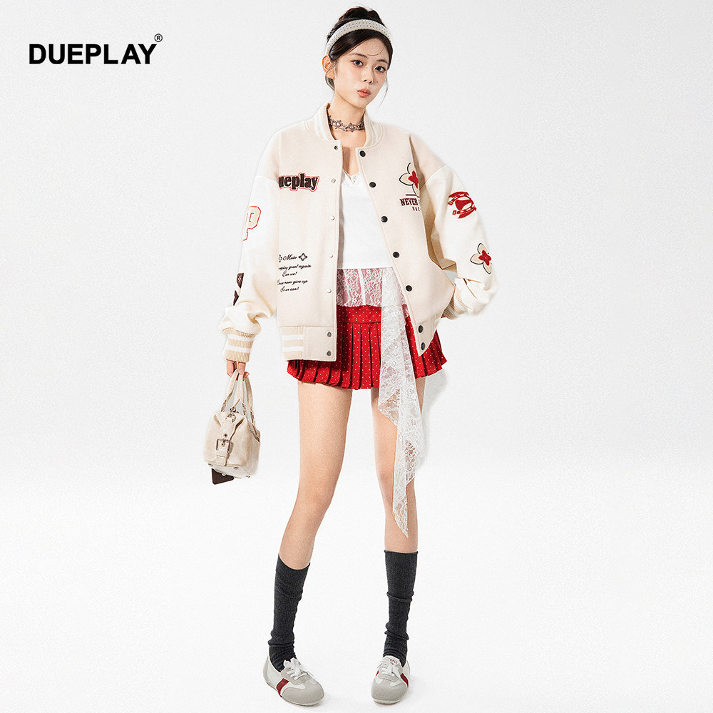 【明星郑恺品牌】DUEPLAY 夹克棒球服美式刺绣宽松休闲时尚外套,淘宝优惠券,粉丝福利购,淘宝优惠卷