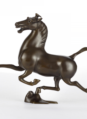 知柿纯铜马踏飞燕工艺品家居书房办公室桌面铜马摆件马年生日礼品