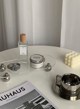 北欧透明亚克力收纳托盘摆件金属圆脚桌面置物架盘子创意拍照道具