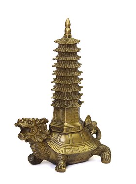 铜龙龟文昌塔摆件9层铜文昌塔龙龟背塔办公室书桌摆件